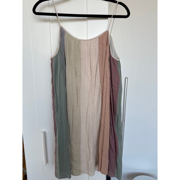 STORIA Women Mini Dress Multicolor Neutrals Trapeze Stripe, NWT, Size M - Picture 2 of 5